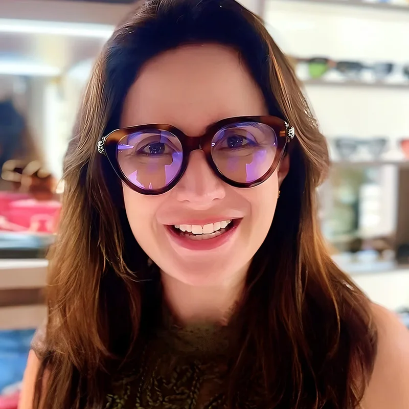 

2025 New Women's Fashionable Cat-Eye Gemstone Sunglasses Cross-Border European and American Personalized Sunglasses Sunglasses