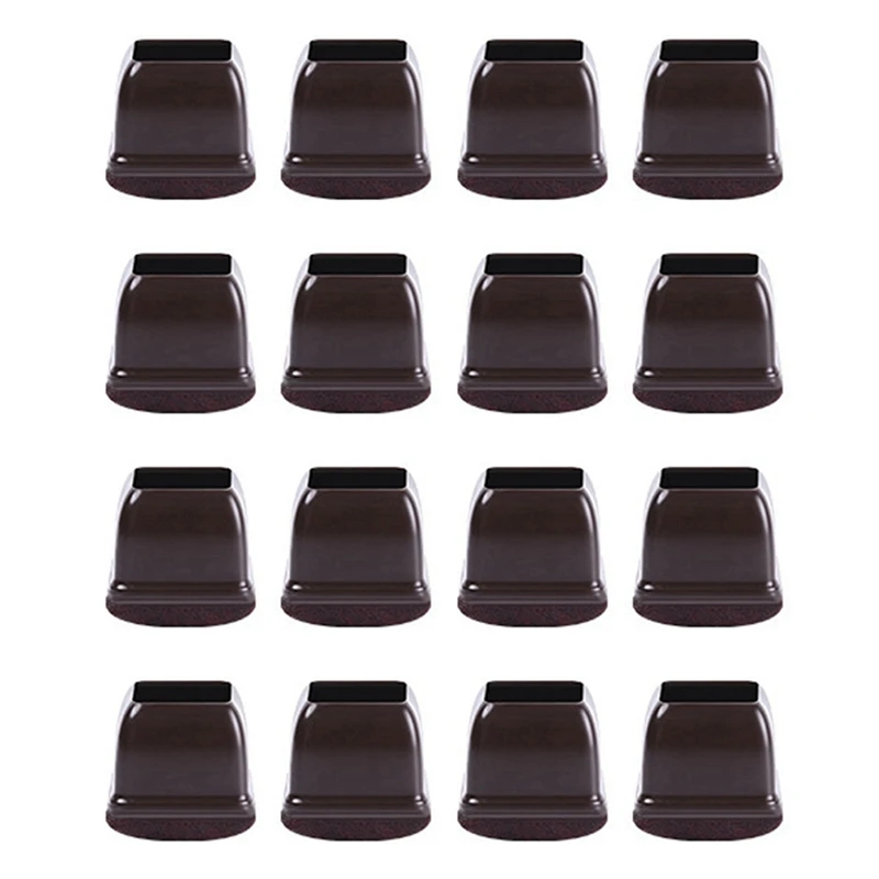 

48 Pcs Brown Silicone Chair Leg Floor Protectors, Square Chair Leg Caps With Wrapped Felt, Fit: 0.75 Inch-1.0 Inch