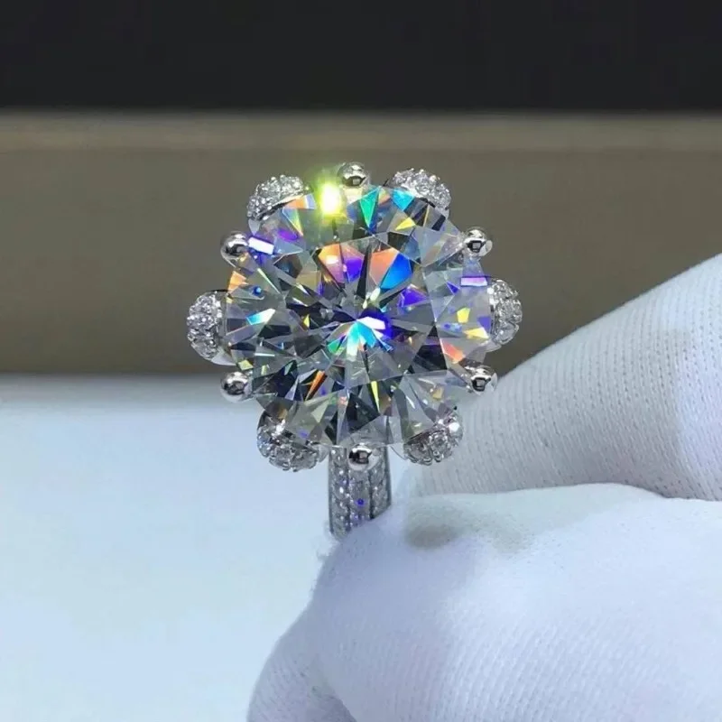 SACE GEMS ได้รับการรับรอง 5ct D สี Moissanite แหวน 925 เงินสเตอร์ลิงแหวนหมั้นงานแต่งงานเครื่องประดับ Fine