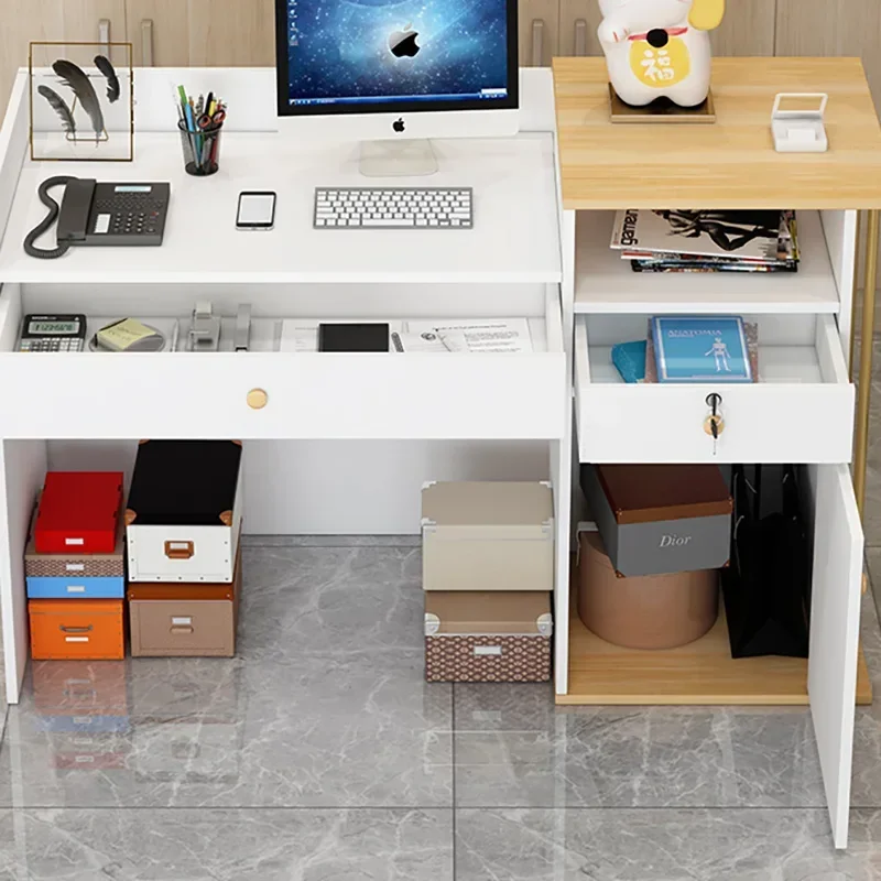 خزانة عرض مكتب الاستقبال، طاولة بار عالية، مكتب استقبال صالون التجميل