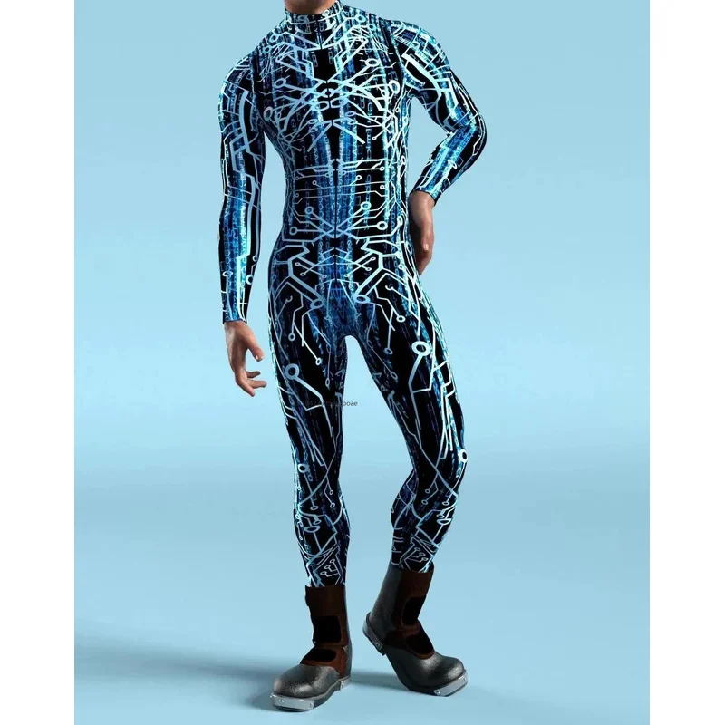 Futuristic Mechanical Armour Jumpsuit Cool Fighter Cosplay Bodysuit Steampunk Costume Halloween Party Shows Men Zentai Suit 2024