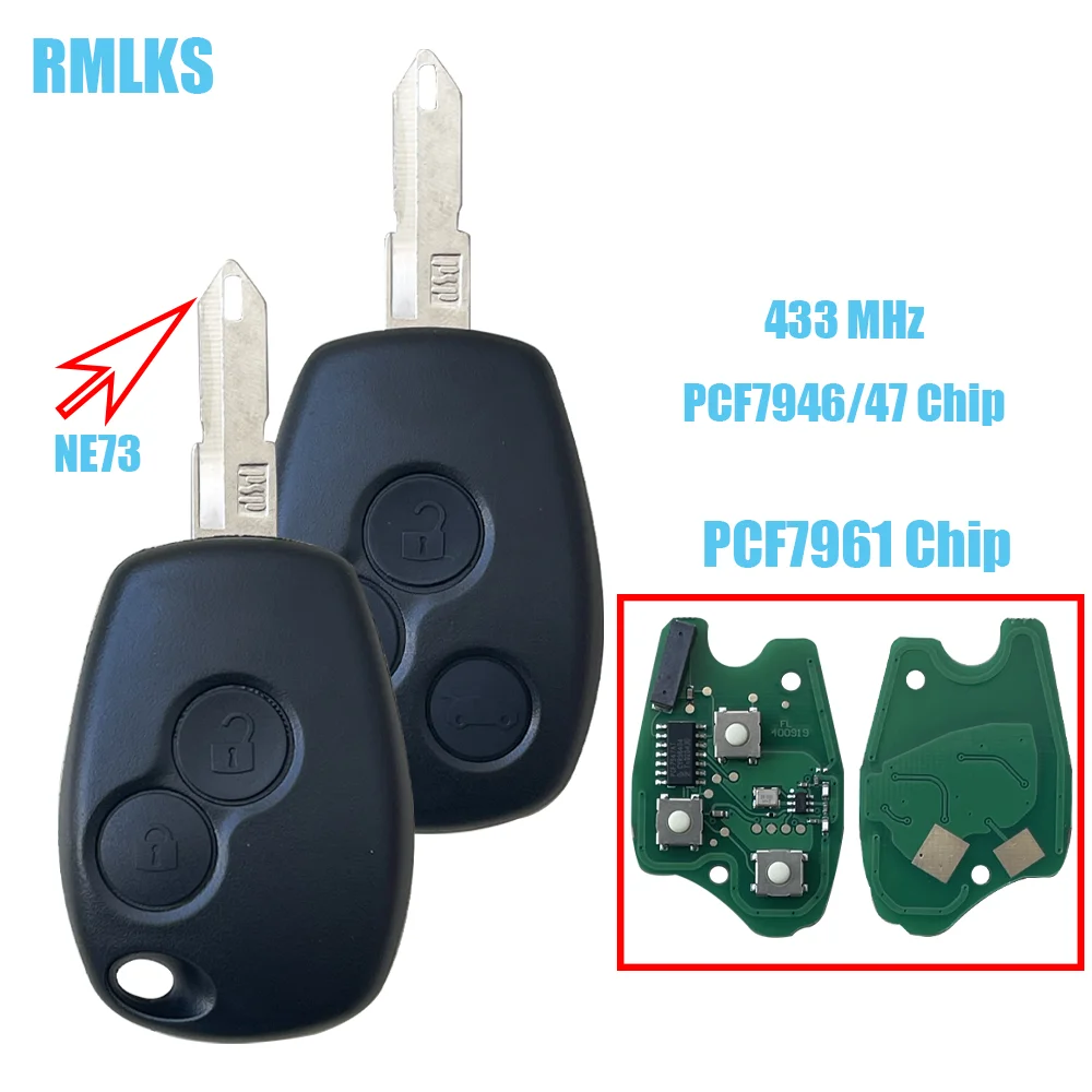 Remote Key For Renault Duster Modus Clio 3 Twingo DACIA Logan Sandero Kangoo 433MHz PCF7946 PCF7947 PCF7961 4A Chip