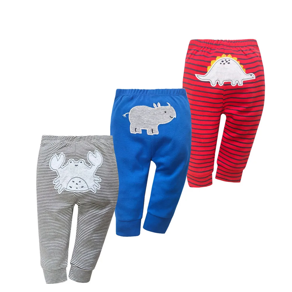 3Pieces Baby Boy PP Trousers Cartoon Soft Infant Pants Newborn Baby Print Girl Leggings Four Seasons 100% Cotton Baby Pants 0-24
