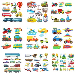 Cute Transport Vehicles Car Cartoon Patches on Clothes Heat Transfer Stickers for Jackets Iron on DIY T shirt for Kids Appliqued