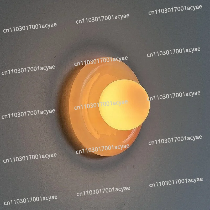 Model room living room entrance decorative wall lamp, light luxury natural marble wall lamp, bathroom mirror headlamp, 20cm