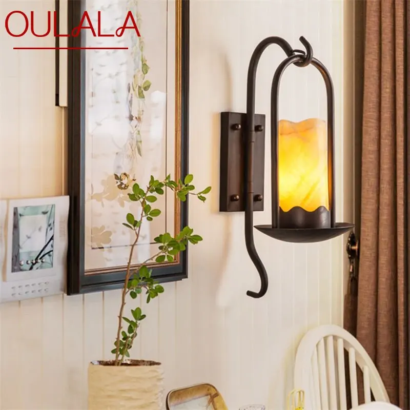 

·OULALA Indoor Wall Light Sconces Dolomite Candle Shape Lamps Classical Fixture Decorative For Home