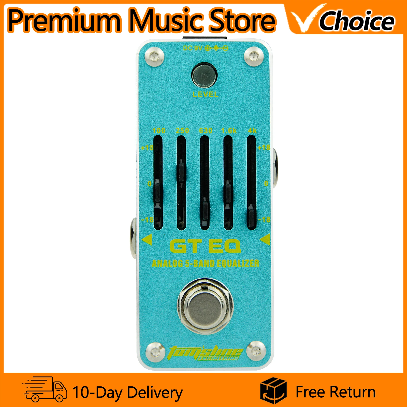 

Электрогитарная педаль-эффект AROMA 5-Band Equalizer AEG-3 GT EQ с функцией True Bypass, корпус из алюминиевого сплава, запчасти и аксессуары для гитар