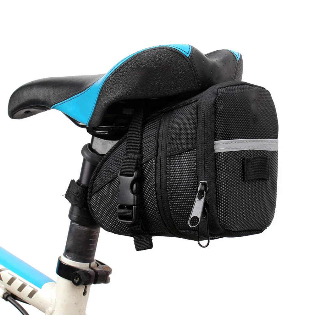 Mountain Bike Saddle Bag Compact Lightweight Cycling Seat Pack Shockproof Deformation Resistant Storage Pouch Zip Closure