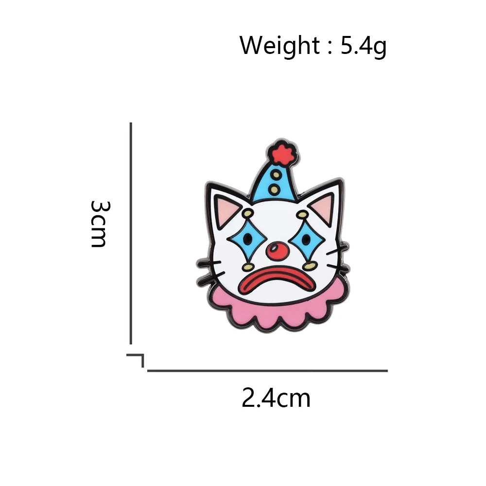 Niedliche Clown-Katzen-Emaille-Brosche Lustiges und Trauriges Clown-Katzen-Cartoon-Abzeichen Niedliche Zirkus-Themen-Anstecknadel Geschenk für Freunde – Detail 3