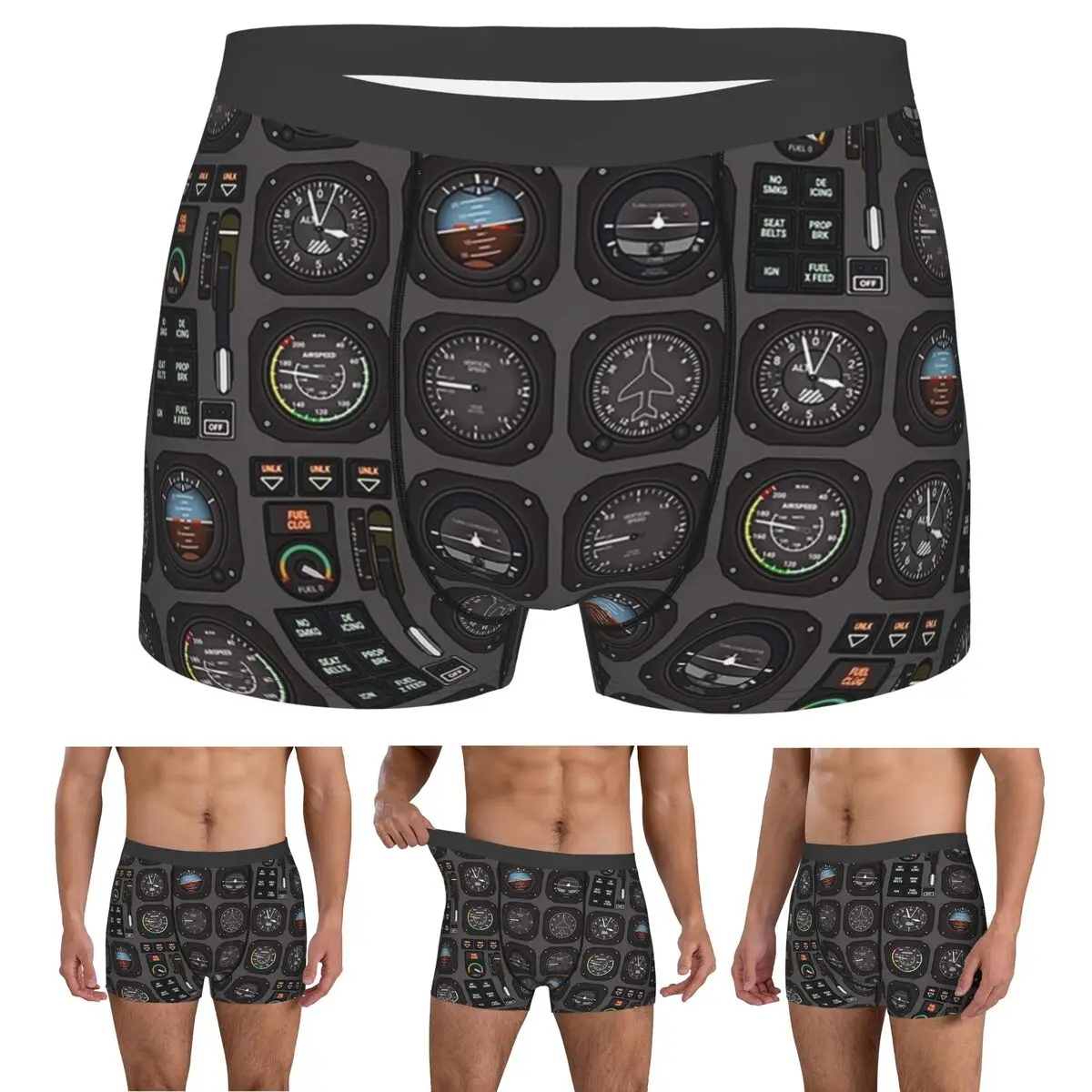 

Boxer Underpants Shorts Pilot Flight Instruments Panties Men's Ventilate Underwear for Homme Man Boyfriend Gifts