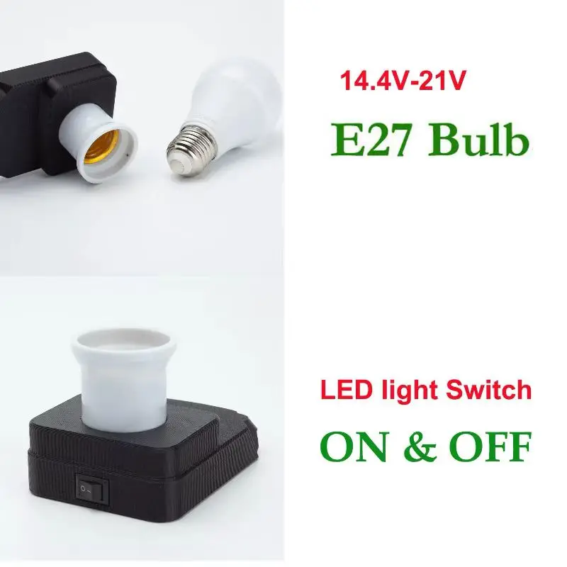 Led Light  E27 Lamp Holder 18V Lamp  Rechargeable Working  For BOSCH 18v Battery  Led 6000k 5w  (Battery Not Included)