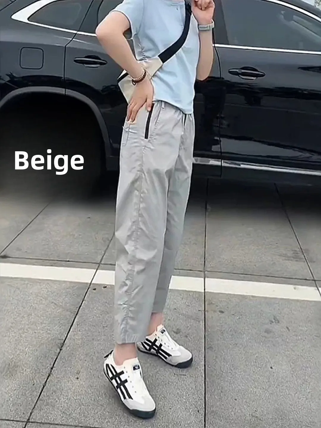 Quick Dry Light Blue Harem Pants Women's Summer Thin Large Size Fat MM High Waist Slimming Hip Covering Nine Points Carrot Pants