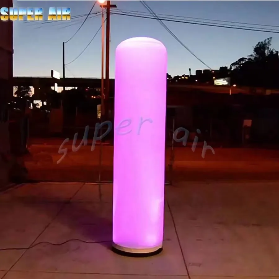 Tamaño y impresiones personalizados, tubo de iluminación inflable de pie con luz LED colorida para decoración de escenario