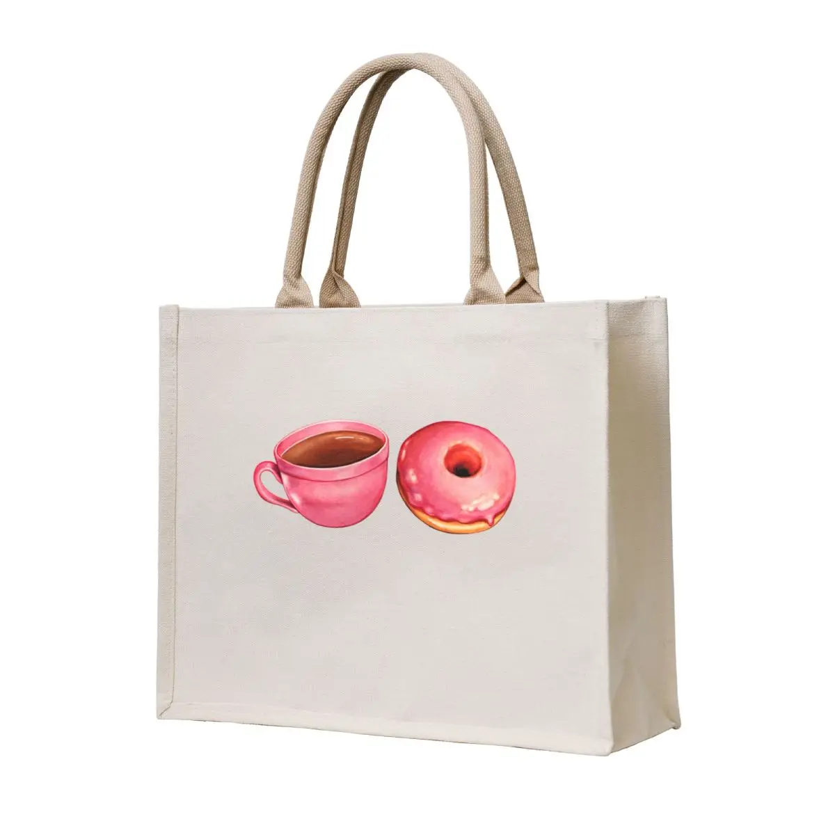 

Coffee & Strawberry Donuts Pattern - White Tote Bag shopping bag logo Shopper handbag tote bag canvas