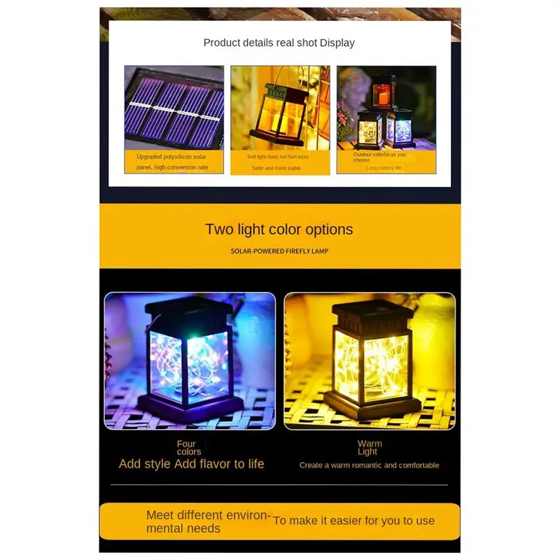 A36T-Solar Hanging Lantern Outdoor, Candle Effect Light, Garden Light Night Light Waterproof Pendant Light