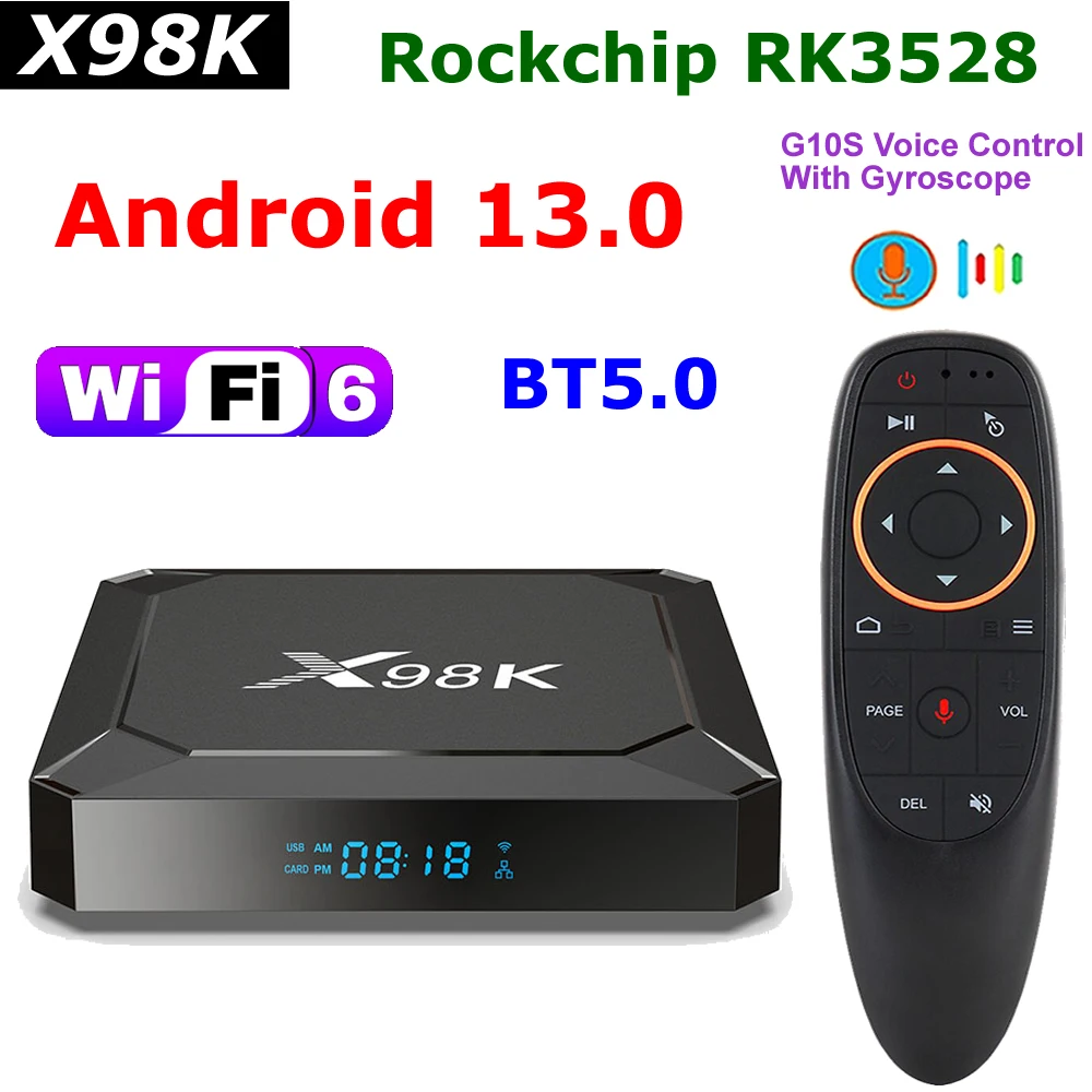 X98K Android 13 TV Box Rockchip RK3528 8K Video Decoding 4GB 32GB WIFI6 BT 5.0 Media Player 4K HDR 2GB 16GB TV Set Top Box