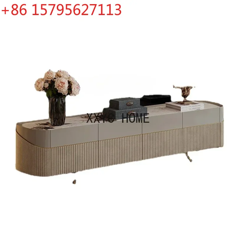 

TV Cabinet Marble Living Room Fashion High-End Designer Baking Finish Tea Table Combination