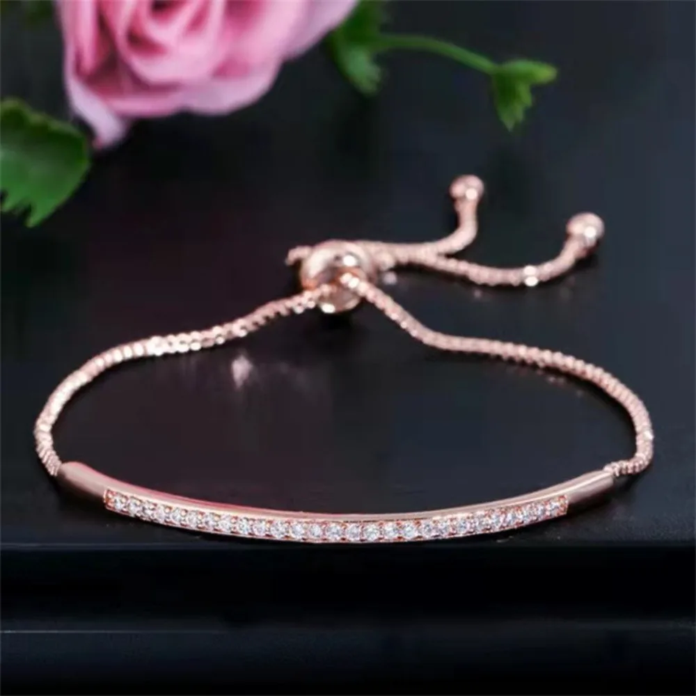 Creative Adjustable Crystal Bracelet Delicate Stainless Steel Rhinestone Bracelet Jewelry Charm Simple Hand Bangle Female