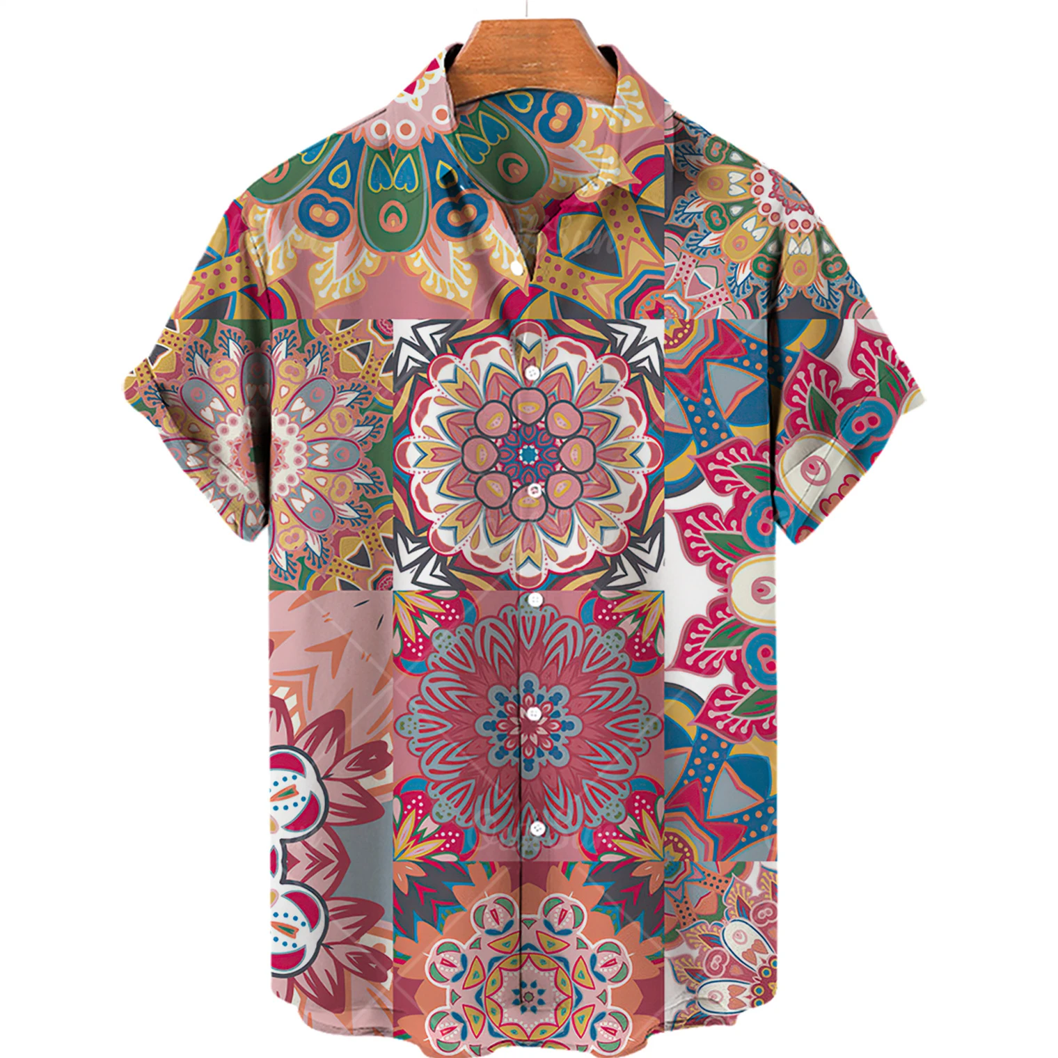 Men's Hawaiian Shirt, Summer 3d Color Print Short Sleeve Beach Wear, Vintage Casual Beach Wear