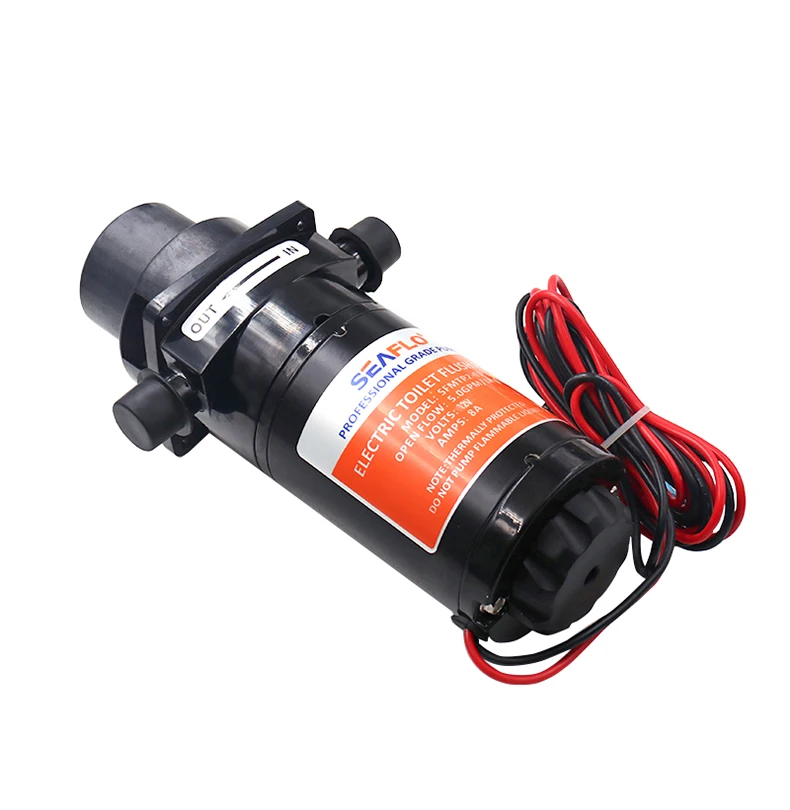 12V Horizontal Toilet Mashing Sewage Flushing Pump Equipped with Electric Flushing Pump Flexible Impeller Open Flow 18.9LPM