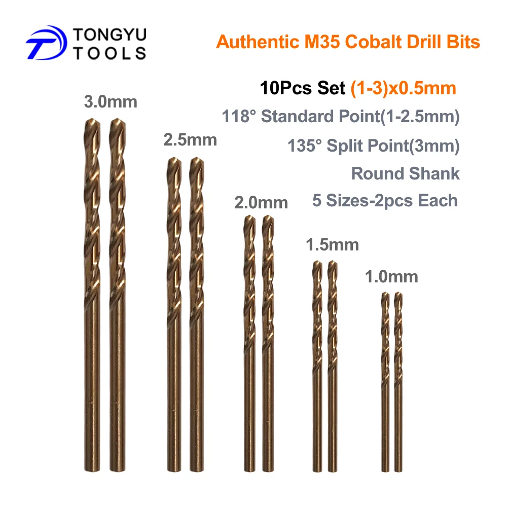 

10Pcs/50Pcs M35 Mini Cobalt Drill Bits 1-3mm Mirco Drill Bit for Stainless Steel & Hard Metal Heavy Duty