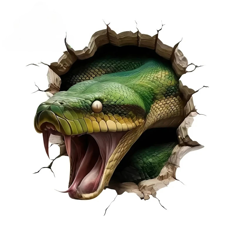 

Виниловые наклейки на окна автомобиля Snake Green Tear Stickers: модные, водонепроницаемые, для стайлинга JDM, на багажник