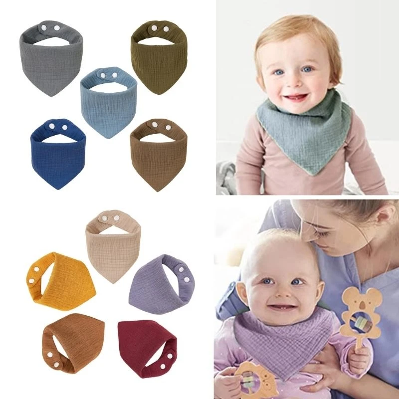 

J15U 5pcs Cotton Baby Bandana Bibs Infant Drooling Bib Print Burp Cloths Breathable Saliva Towel Shower Gift for Newborn