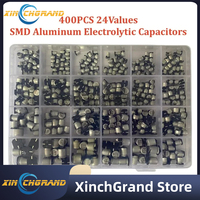 24Value 400PCS SMD Aluminum Electrolytic Capacitors Assortment Kit SMD 1uF-1000uF 6.3V-50V