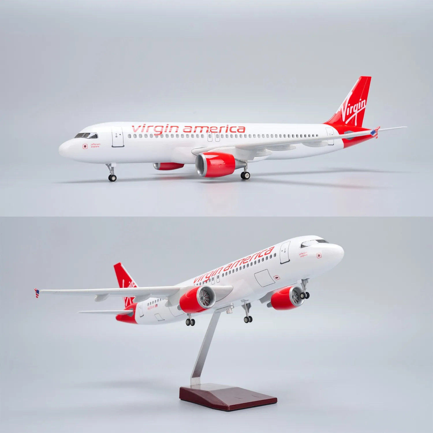 

47cm Virgin America A320 Neo Diecast Airplane Model Kit with Landing Gear Wheel For Adult Aviation Enthusiast Gift Plane Toy