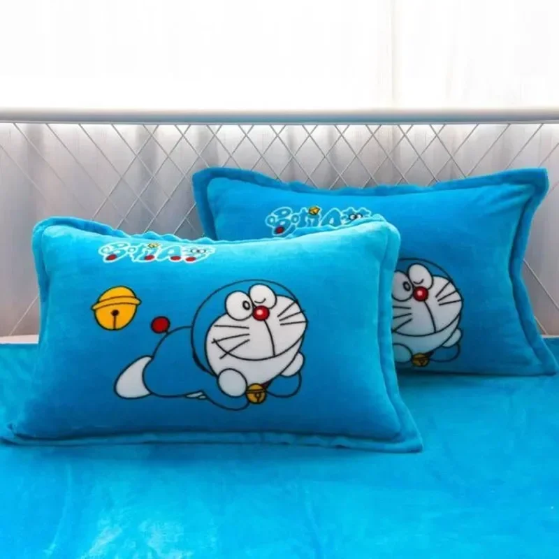 

48x74cm Doraemon Flannel Cartoon Pillowcase Girls Boys Fashion Dormitory cartoon cute Pillow case