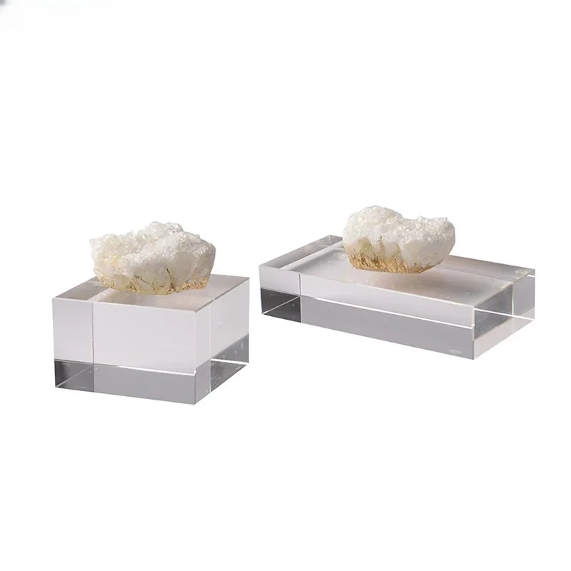 Square Transparent Crystal Base Modern Crafts Desk Decoration Creative Crystal Geometry Artwork Ornaments Room Aesthetic Decor