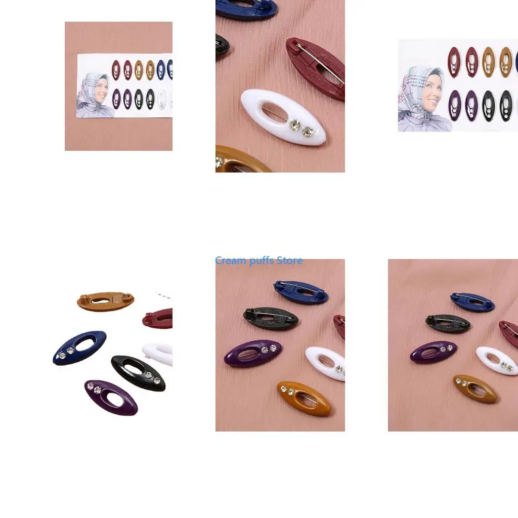 50LE 12 Pcs Hijab Pins Smooth Surface Reliable Clips Plastic Safety Pins Mixed Color