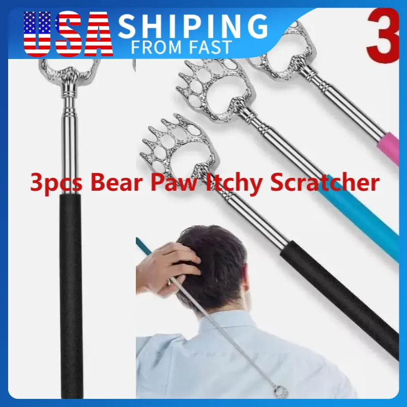 

3 PCS Extendable Back Scratcher Retractable Back Scratcher Tool Bear Claw Health Product Back Scratcher Set Back Scratcher Tool