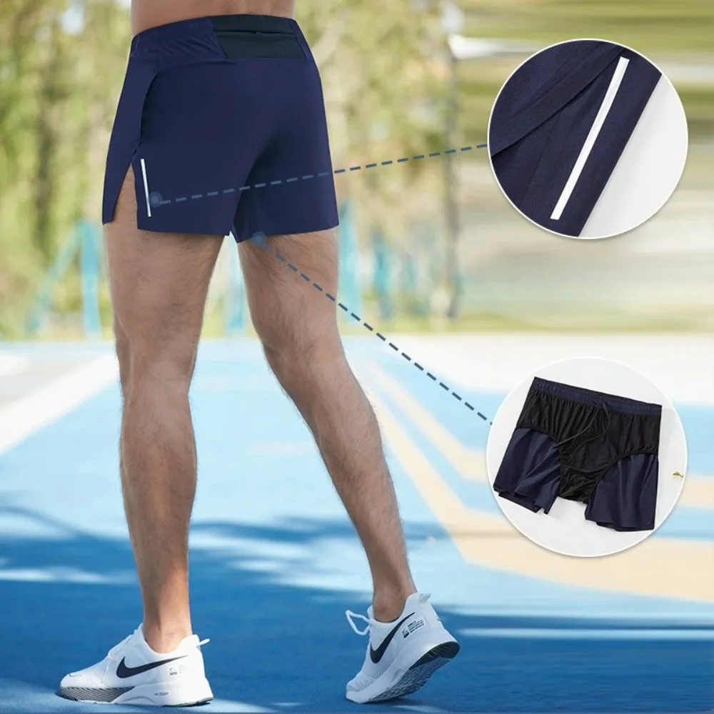 Men's Quick-dry Running Shorts Double-layer Loose Fitness Training Three-point Sports Shorts