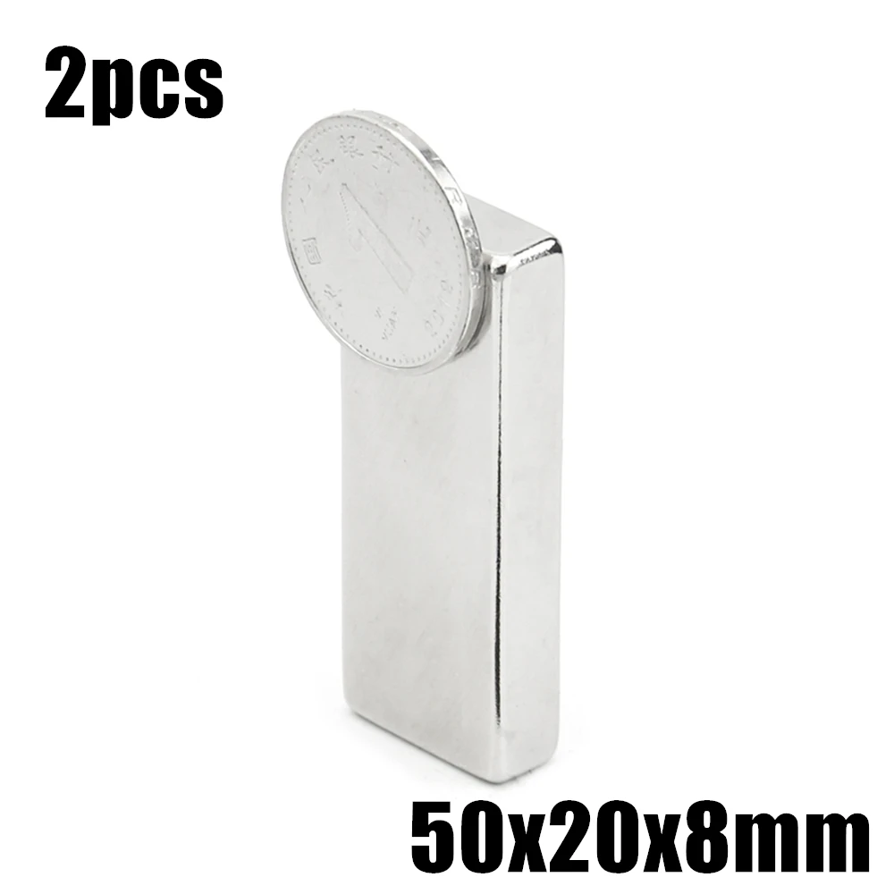 2pcs 50x20x8mm Super Powerful Strong Rare Earth Block NdFeB Magnet Neodymium N35 Magnets 50*20*8mm