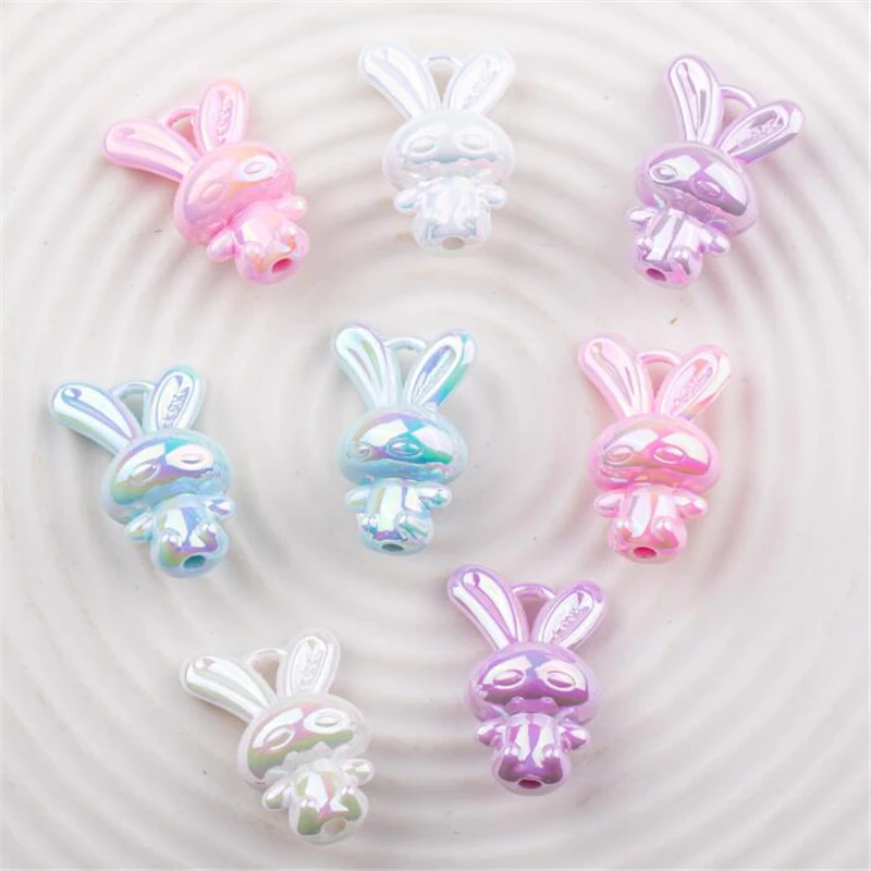 

10pcs/lot new creative acrylic animal rabbit charm connectors resin beads for diy earrings hair jewelry making accessories