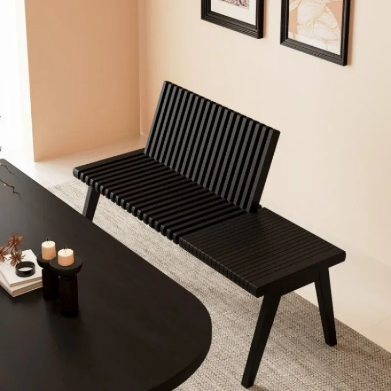 Black all solid wood folding dining table long stool medieval shoe change coffee table casual dining table stool