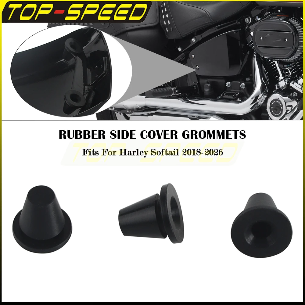 

Мотоциклетная резиновая боковая крышка, черная накладка, 3 шт. для Harley Softail Low Rider Street Fat Bob Deluxe FLDE 2018-2026, прокладка