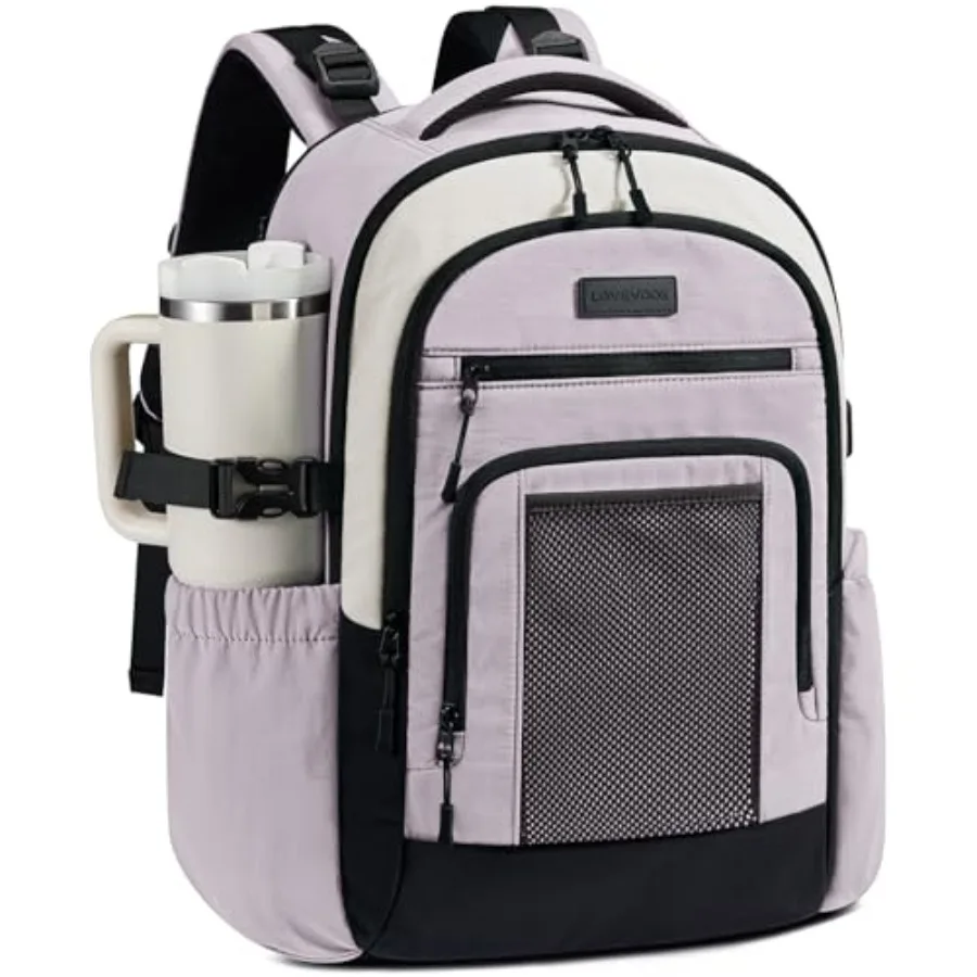 

Laptop Backpack for Women with Large Cup Holder, Work Computer Bag with Chest Buckle Back Pad Shoulder Buckle, Waterproof Buses