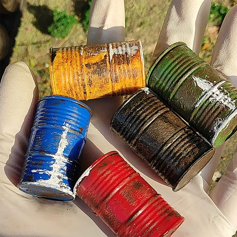 5 szt. Model beczki olejowej, beczka przemysłowa do łodzi RC, dioram, dekoracji modelarskich, pudełko do przechowywania, akcesoria do scen z gier wojennych i dioram.