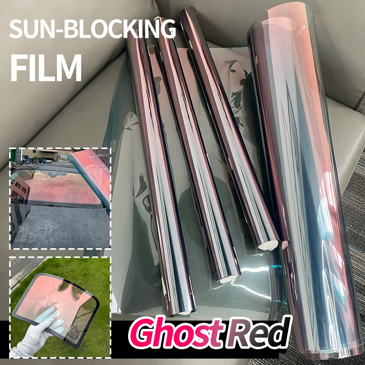Ghost Rose Chameleon Car Front Rear Windshield Window Tint Film 78% VLT Solar Wrap Film Anti-UV Heat Insulation