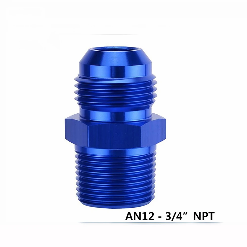 Blue Straight Fuel Hose Adapter Pipe Fitting AN3 AN4 AN6 AN8 AN10 AN12 To 1/8NPT 1/4NPT 3/8NPT 1/2NPT 3/4NPT