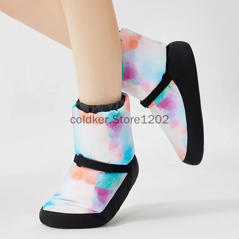 Winter Dance Shoe Warm Up Booties for Adults Kids Soft Sole Ballet Training Shoes Plush Thickened Thermal Dance Boots