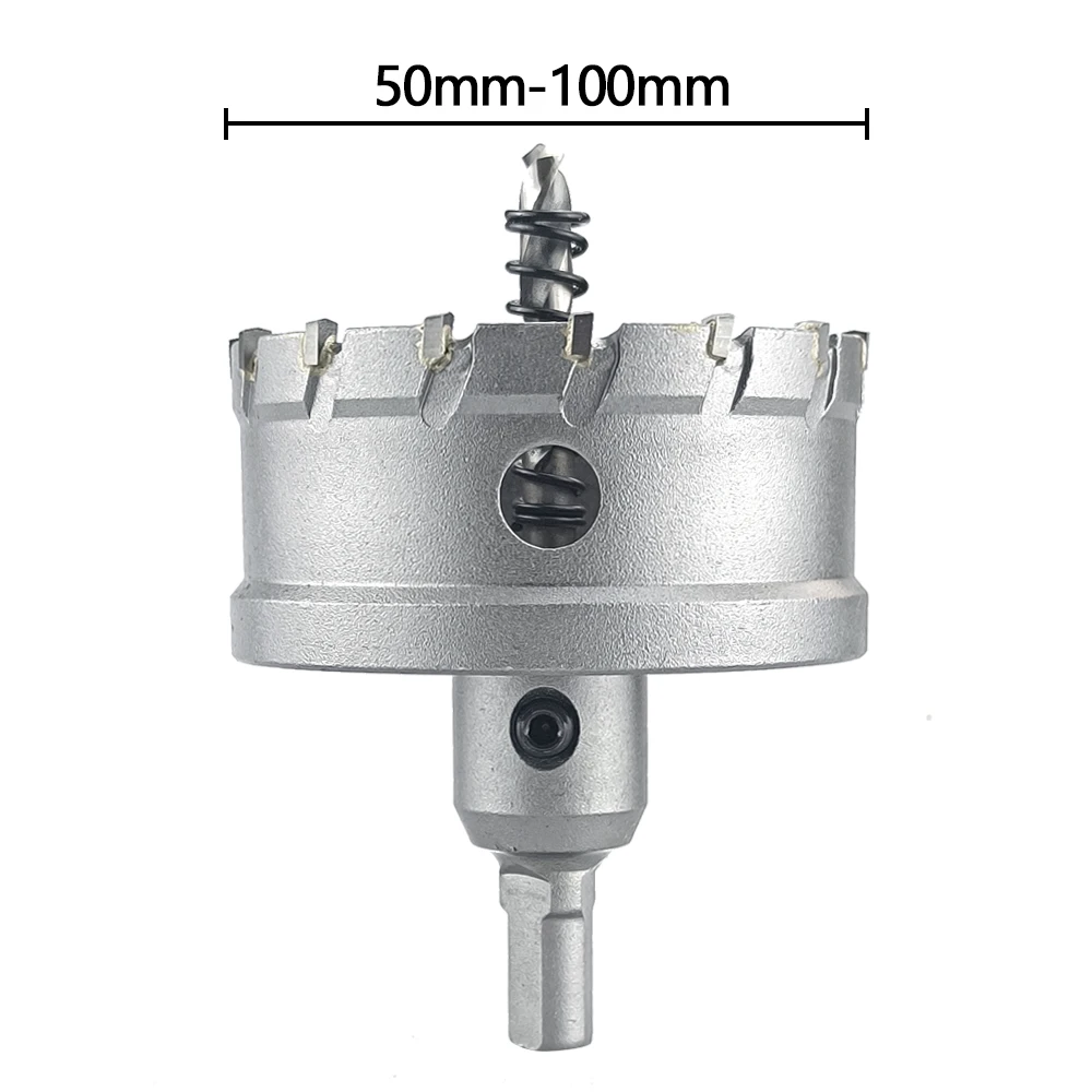 TCT 구멍 톱 텅스텐 카바이드 팁 코어 드릴 비트 커터 도구, 50-100mm, 금속 스테인레스 스틸 합금용 드릴링 크라운, 1 개