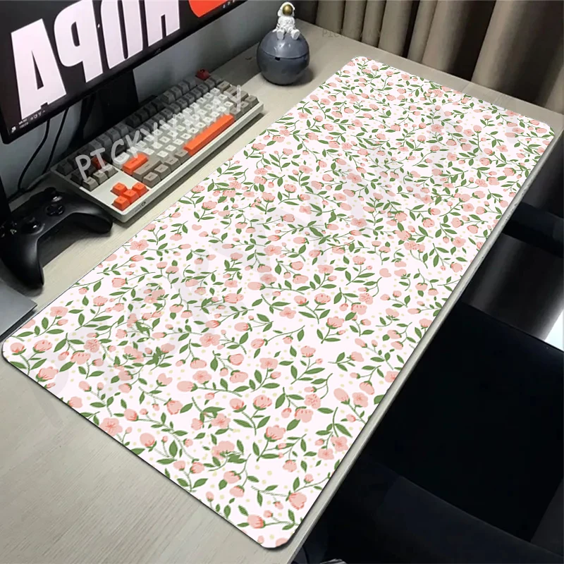 Flower Locking Edge Mouse Mats Large Natural Rubber Mouse Pad Waterproof Mousepads Gamer Mousepad Desk Pads 40x90cm Keyboard Mat