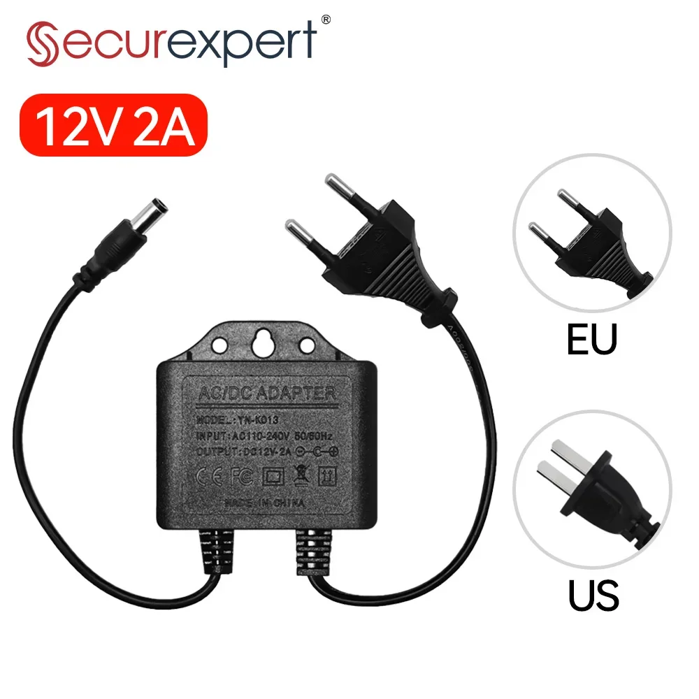 Power Adapter  DC12V 2A Waterproof EU Plug 5.5x2.1mm AC110V-240V Input for CCTV Camera AHD NVR DVR Outdoor Security Charger