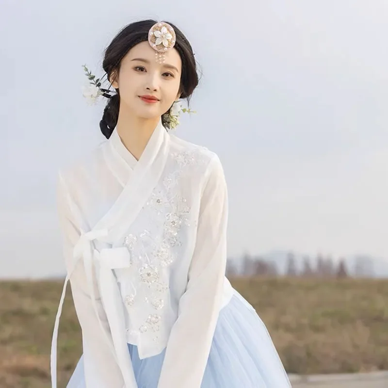 

Традиционная корейская одежда, платье hanbok, женский наряд для площадки, Национальный костюм Hanbok Mujer, танцевальный косплей, для представлений, кимоно 한복 복