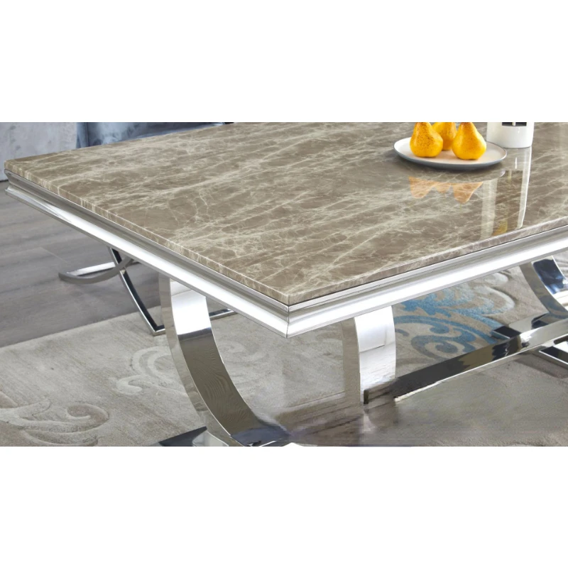 Marble stainless steel dining table Modern minimalist dining table and chair factory wholesale stainless steel marble hotel