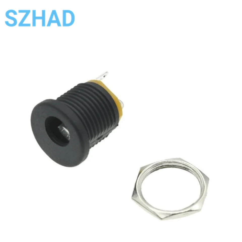 5.5-2.1MM DC-022 DC power supply socket outlet holes threaded nut panel installation