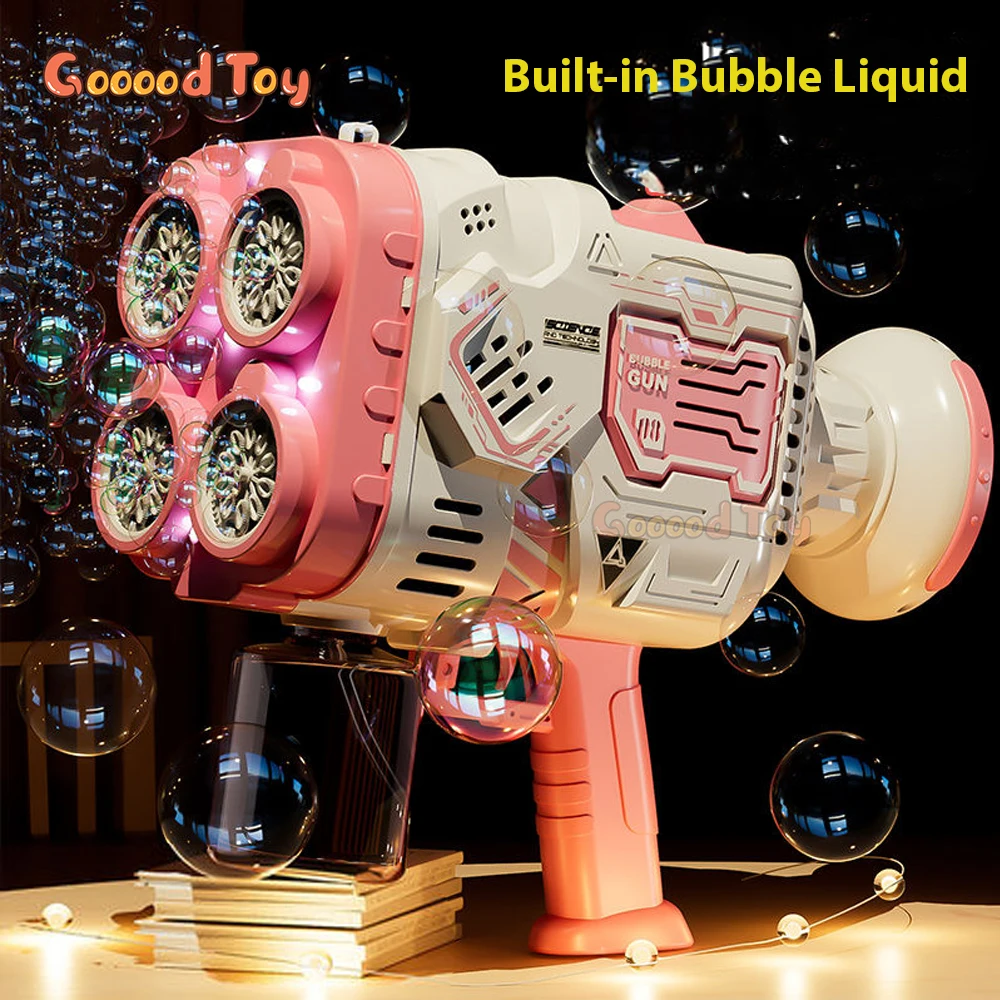 Automatic Bubble Gun Electric Soap Bubble Machine LED N-Hole Bubble Maker Blower Bubble Guns Toy Outdoor Game Wedding Party Gift